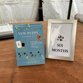 New Puppy Memories Kit with 6 months PawPrint Framed in Silver