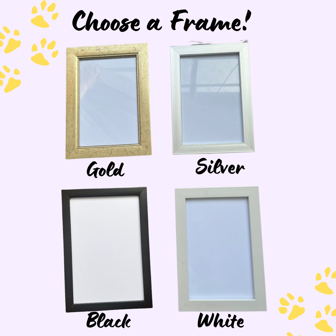 Frame Color Options: Gold, Silver, Black, and White